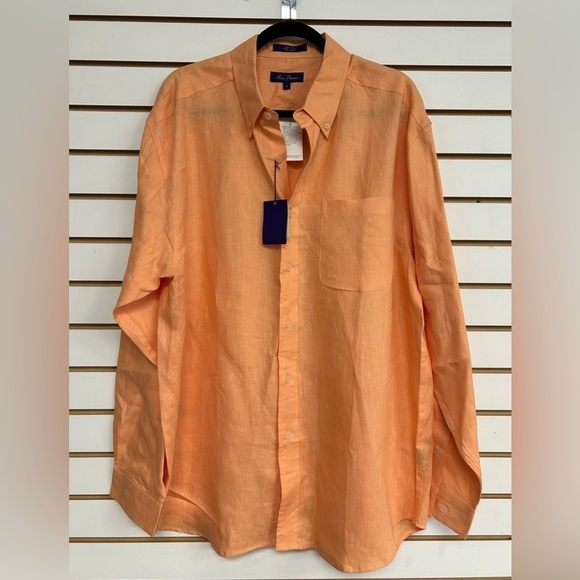 Alan Flusser 100% Line Button Down Shirt -‎ Size XL - NWT - Salmon/Orange - Picture 1 of 7